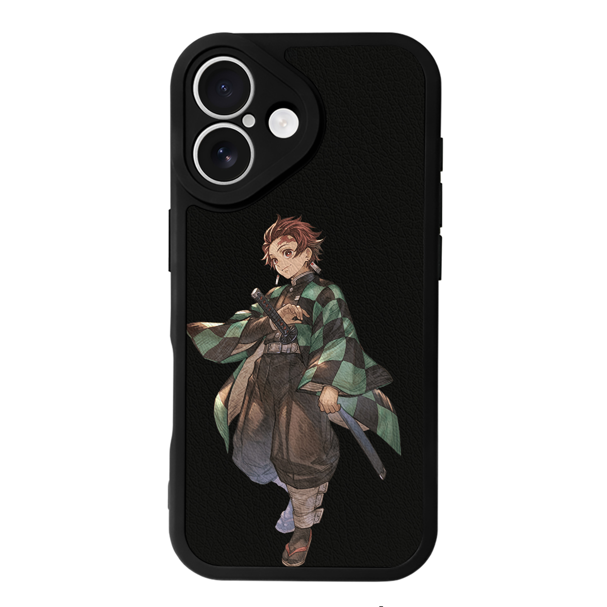 （画像用） 鬼滅の刃 竈門 炭治郎／かまど たんじろう Kamado Tanjirou 【iPhone 16シリーズ対応】シリコンスマホケース（レザー調） 材質：シリコン